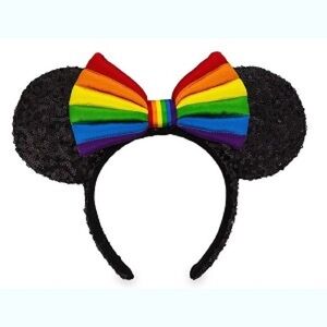 Collectible Rainbow Bow Sequin Minnie Ears Headband!